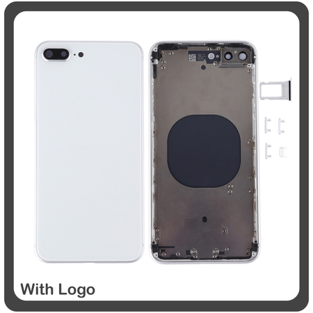 ​OEM HQ Apple Iphone 8 Plus Back Battery Cover Middle Frame- Housing Καπάκι Μπαταρίας- Σασί + Πλαινά πλήκτρα Side Keys + Θήκη Κάρτας Sim Holder White