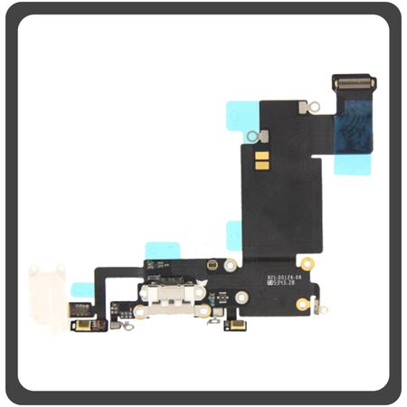 iPhone 6S+ (A1634, A1687) Charging Dock Connector Lightning Flex Καλωδιοταινία Κονέκτορας Φόρτισης + Microphone Μικρόφωνο Silver Ασημί (Ref By Apple)