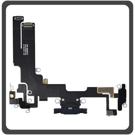 Γνήσια Original For iPhone 14, iPhone14 (A2882, A2649) Charging Dock Connector Lightning Flex With Board Καλωδιοταινία Κονέκτορας Φόρτισης + Microphone Μικρόφωνο Midnight Μαύρο Pulled