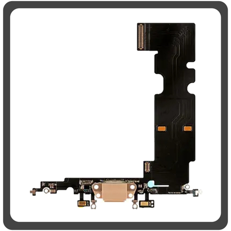 Original For iPhone 8 Plus, iPhone 8+ (A1864, A1897) Charging Dock Connector Lightning Flex With Board Καλωδιοταινία Κονέκτορας Φόρτισης + Microphone Μικρόφωνο Gold Χρυσό Pulled
