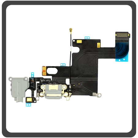 Γνήσια Original iPhone 6 (A1549, A1586) Charging Dock Connector Lightning Flex With Board Καλωδιοταινία Κονέκτορας Φόρτισης + Microphone Μικρόφωνο + Audio Jack Θύρα Ακουστικών Dark Grey Γκρι Pulled