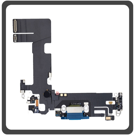 iPhone 13, iPhone13 (A2633, A2482) Lightning USB Charging Dock Connector Lightning Flex Καλωδιοταινία Κονέκτορας Φόρτισης + Microphone Μικρόφωνο Blue Μπλε (Pulled)