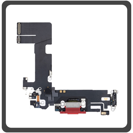 iPhone 13, iPhone13 (A2633, A2482) Lightning USB Charging Dock Connector Lightning Flex Καλωδιοταινία Κονέκτορας Φόρτισης + Microphone Μικρόφωνο Red Κόκκινο (Ref By Apple)