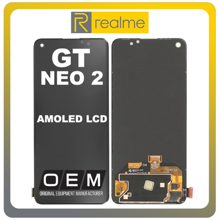 New Refurbished Realme GT Neo2 (RMX3370) AMOLED LCD Display Screen Assembly Οθόνη + Touch Screen Digitizer Μηχανισμός Αφής Black Μαύρο