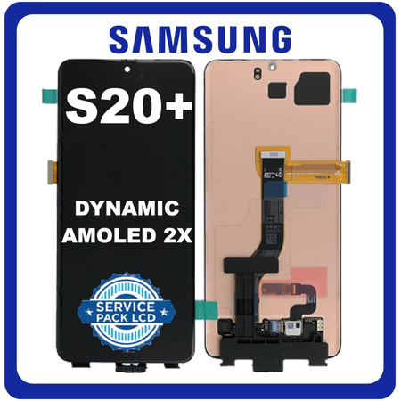 Γνήσια Original Samsung Galaxy S20+ (G985, G985F) S20+ 5G (G986B, G986F) Dynamic AMOLED 2X LCD Display Screen Assembly Οθόνη + Touch Screen Digitizer Μηχανισμός Αφής Cosmic Black Μαύρο GH96-13030A (Service Pack by Samsung)