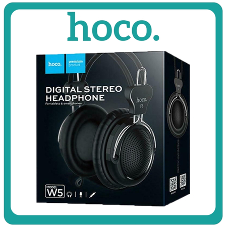 Hoco W5 Digital Stereo Headphone Ενσύρματα Over Ear Ακουστικά Black Μαύρα