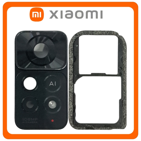 Γνήσια Original Xiaomi Redmi Note 11 Pro 4G, Redmi Note 11Pro 4G (2201116TG, 2201116TI), Camera Frame Πίσω Πλαίσιο Κάμερας + Camera Lens Τζαμάκι Κάμερας Graphite Gray Μαύρο​ (Service Pack By Xiaomi)