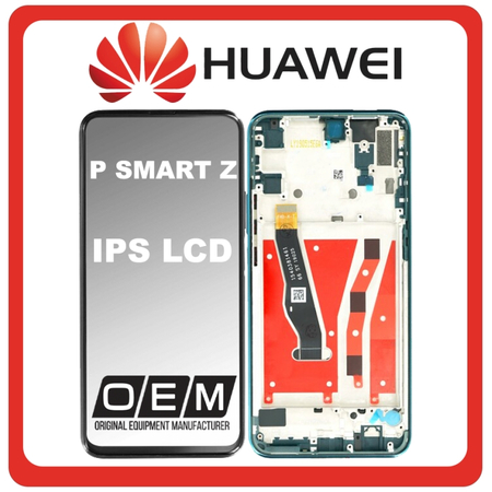 HQ OEM Συμβατό Για Huawei P Smart Z (STK-LX1), IPS LCD Display Screen Assembly Οθόνη + Touch Screen Digitizer Μηχανισμός Αφής + Frame Bezel Πλαίσιο Σασί Emerald Green Πράσινο (Grade AAA)