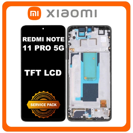 HQ OEM Συμβατό Με Xiaomi Redmi Note 11 Pro+ 5G (21091116UG, 21091116UC) TFT LCD Display Screen Assembly Οθόνη + Touch Screen Digitizer Μηχανισμός Αφής + Frame Bezel Πλαίσιο Σασί Black Μαύρο (Premium A+)