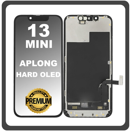 HQ OEM Συμβατό Με Apple iPhone 13 Mini, iPhone 13Mini (A2628, A2481) APLONG HARD OLED LCD Display Screen Assembly Οθόνη + Touch Screen Digitizer Μηχανισμός Αφής Black Μαύρο Wider Notch (Premium A+) (Lifetime Warranty Για Συνεργατες B2B​)