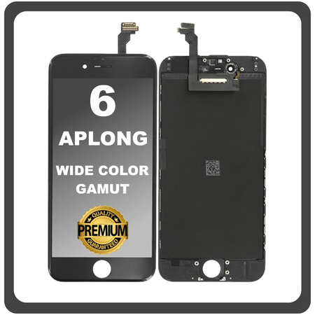 HQ OEM Συμβατό Με Apple iPhone 6, iPhone6 (A1549, A1586) APLONG Wide Color Gamut LCD Display Screen Assembly Οθόνη + Touch Screen Digitizer Μηχανισμός Αφής Black Μαύρο (Premium A+) (Lifetime Warranty Για Συνεργάτες B2B​)