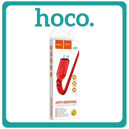 Hoco Braided (Victory X59) USB 2.4 To Micro USB Cable Red Κόκκινο 1m
