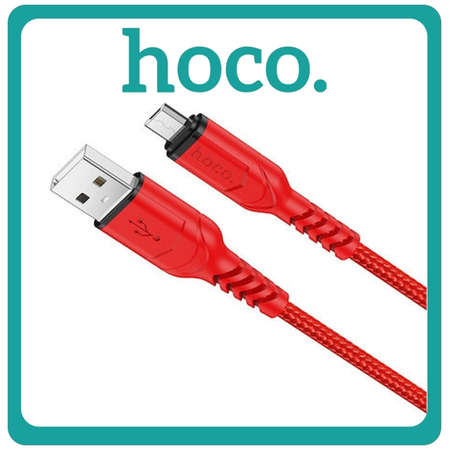 Hoco Braided (Victory X59) USB 2.4 To Micro USB Cable Red Κόκκινο 1m