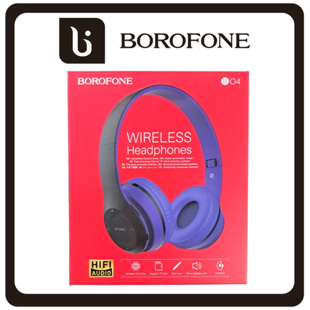 Borofone BO4 Wireless Headphones Ασύρματα/Ενσύρματα On Ear Ακουστικά Με 5 ώρες Λειτουργίας Blue Μπλε