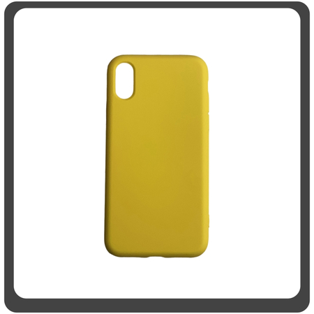Θήκη Πλάτης - Back Cover, Silicone Σιλικόνη Liquid TPU Soft Protective Case Yellow Κίτρινο For iPhone XS Max