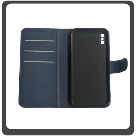 Θήκη Book, Leather Flap Wallet Case Δερματίνη Dark Blue Μπλε For iPhone XS Max