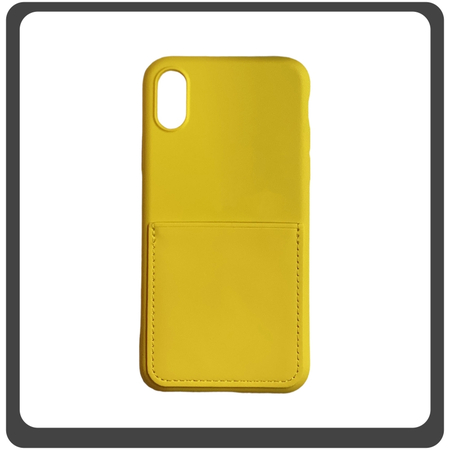 Θήκη Πλάτης - Back Cover, Silicone Σιλικόνη  Liquid Inserted TPU Protective Case Yellow Κίτρινο For iPhone XS Max