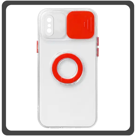 Θήκη Πλάτης - Back Cover, Silicone Σιλικόνη Dazzling Sliding Window Red Κόκκινο For iPhone XS Max