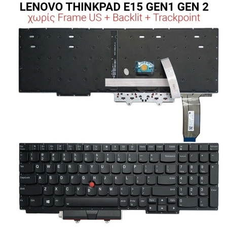 Πληκτρολόγιο Lenovo Thinkpad e15 Gen1 gen 2 20rd no Frame us + Backlit + Trackpoint