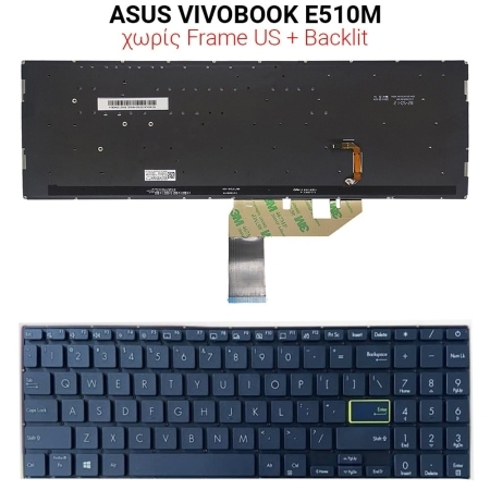 Πληκτρολόγιο Asus Vivobook E510m no Frame us + Backlit