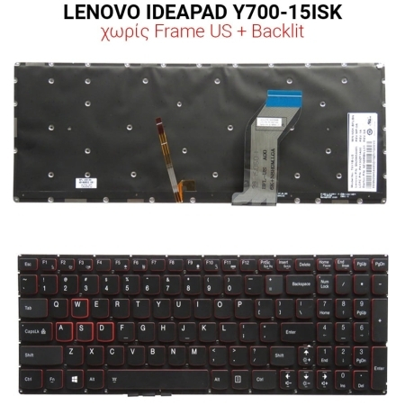 Πληκτρολόγιο Lenovo Ideapad Y700-15isk no Frame us + Backlit