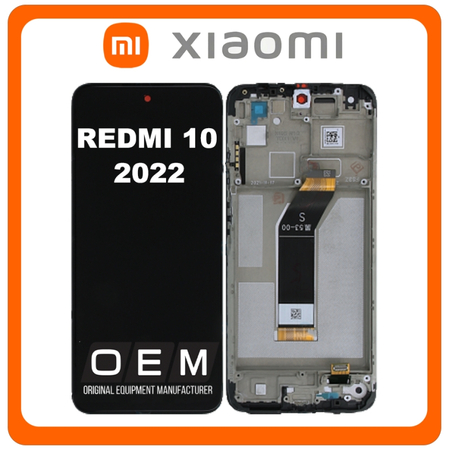 HQ OEM Συμβατό Με Xiaomi Redmi 10 2022 (21121119SG, 22011119UY), LCD Display Screen Assembly Οθόνη + Touch Screen Digitizer Μηχανισμός Αφής + Frame Bezel Πλαίσιο Σασί Carbon Gray Μαύρο (Premium A+)
