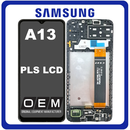 HQ OEM Συμβατό Για Samsung Galaxy A13 (SM-A137F, SM-A137F/DSN), PLS LCD Display Screen Assembly Οθόνη + Touch Screen Digitizer Μηχανισμός Αφής + Frame Bezel Πλαίσιο Σασί Black Μαύρο (Premium A+)