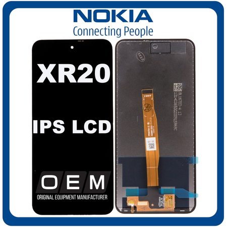 HQ OEM Συμβατό Με Nokia XR20 (TA-1368, TA-1362) IPS LCD Display Screen Assembly Οθόνη + Touch Screen Digitizer Μηχανισμός Αφής Black Μαύρο (Premium A+)