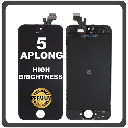 HQ OEM Συμβατό Με Apple iPhone 5 (A1428, A1429) APLONG High Brightness LCD Display Screen Assembly Οθόνη + Touch Screen Digitizer Μηχανισμός Αφής Black Μαύρο (Grade AAA) (0% Defective Returns)