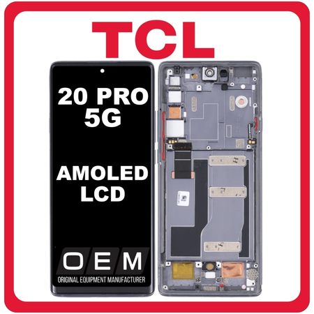 HQ OEM Συμβατό Με TCL 20 Pro 5G (T810H) AMOLED LCD Display Screen Assembly Οθόνη + Touch Screen Digitizer Μηχανισμός Αφής + Frame Bezel Πλαίσιο Σασί Moondust Gray Μαύρο (Premium A+)