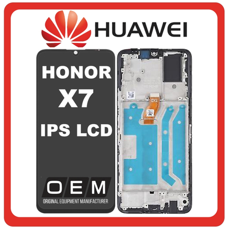 HQ OEM Συμβατό Με Huawei Honor X7 4G (CMA-LX2, CMA-LX1) IPS LCD Display Screen Assembly Οθόνη + Touch Screen Digitizer Μηχανισμός Αφής + Frame Bezel Πλαίσιο Σασί Black Μαύρο (Premium A+)