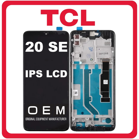 HQ OEM Συμβατό Με TCL 20 SE (T671H, T671F, T671O, T671E) IPS LCD Display Screen Assembly Οθόνη + Touch Screen Digitizer Μηχανισμός Αφής + Frame Bezel Πλαίσιο Σασί Nuit Black Μαύρο (Premium A+)