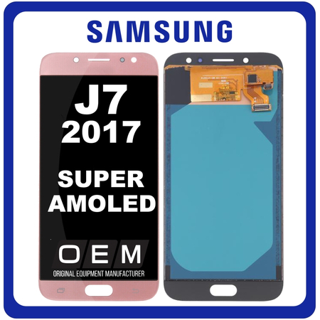 HQ OEM Συμβατό Με Samsung Galaxy J7 (2017) (SM-J730F, SM-J730FM) Super AMOLED LCD Display Screen Assembly Οθόνη + Touch Screen Digitizer Μηχανισμός Αφής Pink Ροζ (Premium A+)