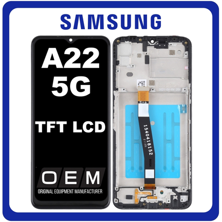 HQ OEM Συμβατό Με Samsung Galaxy A22 5G (SM-A226B, SM-A226B/DS) TFT LCD Display Screen Assembly Οθόνη + Touch Screen Digitizer Μηχανισμός Αφής + Frame Bezel Πλαίσιο Σασί Gray Μαύρο (Premium A+)