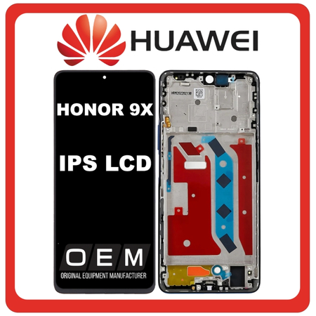 HQ OEM Συμβατό Με Huawei Honor X9 4G, IPS LCD Display Screen Assembly Οθόνη + Touch Screen Digitizer Μηχανισμός Αφής + Frame Bezel Πλαίσιο Σασί Midnight Black Μαύρο (Premium A+)