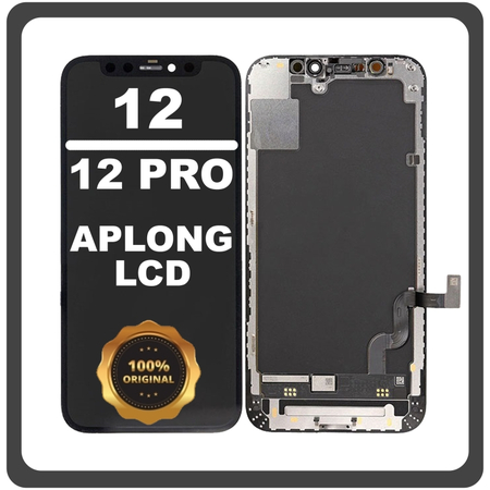 Γνήσια Original Apple iPhone 12, iPhone12 (A2403, A2172), iPhone 12 Pro (A2407, A2341) APLONG LCD Display Screen Assembly Οθόνη + Touch Screen Digitizer Μηχανισμός Αφής Black Μαύρο (0% Defective Returns)