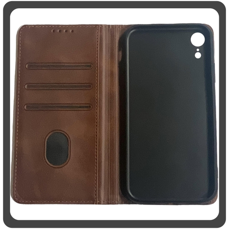 Θήκη Book, Leather Print Wallet Case Δερματίνη Brown Καφέ For iPhone XR