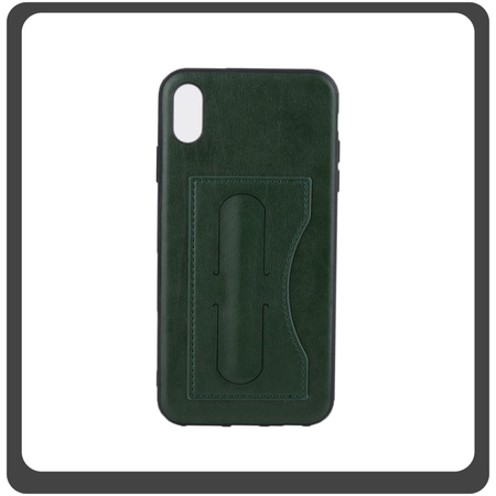 Θήκη Πλάτης - Back Cover, Silicone Σιλικόνη Δερματίνη Leather Minimalist Support Case Green Πράσινο For iPhone X/XS
