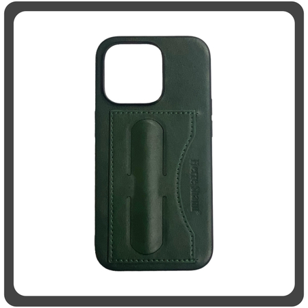 Θήκη Πλάτης - Back Cover, Silicone Σιλικόνη Δερματίνη Leather Minimalist Plug-in Support Case Green Πράσινο For iPhone 11