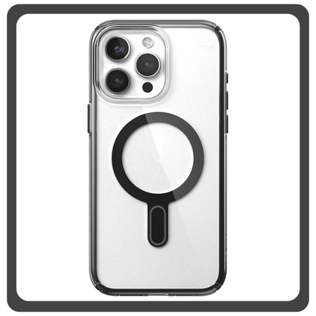 Θήκη Πλάτης - Back Cover, Silicone Σιλικόνη Pattern Plated Magnetic Case Black Μαύρο For iPhone 14 Pro