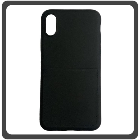 Θήκη Πλάτης - Back Cover, Silicone Σιλικόνη Liquid Inserted TPU Protective Case Black Μαύρο For iPhone X/XS