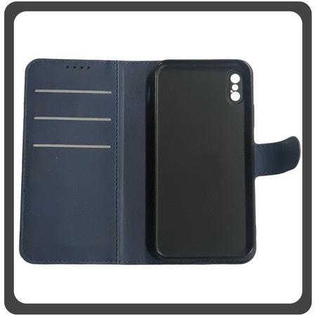Θήκη Book, Δερματίνη Leather Flap Wallet Case Dark Blue Μπλέ For iPhone X/XS