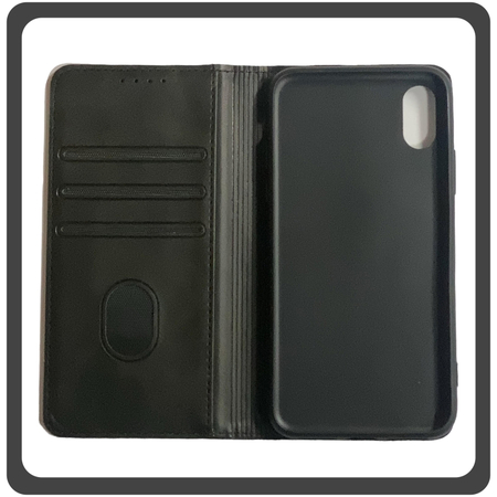Θήκη Book, Δερματίνη Leather Print Wallet Case Black Μαύρο For iPhone X/XS
