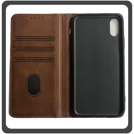 Θήκη Book, Δερματίνη Leather Print Wallet Case Brown Καφέ For iPhone X/XS