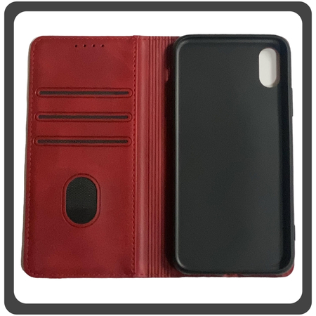 Θήκη Book, Δερματίνη Leather Print Wallet Case Red Κόκκινο For iPhone X/XS