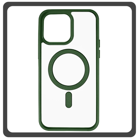 Θήκη Πλάτης - Back Cover, Silicone Σιλικόνη Frosted Edge Macaroon Magnetic Case Emerald Green Πράσινο For iPhone 14 Plus