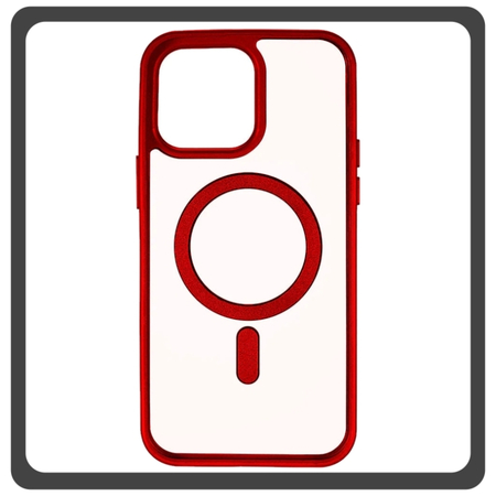 Θήκη Πλάτης - Back Cover, Silicone Σιλικόνη Frosted Edge Macaroon Magnetic Case Red Κόκκινο For iPhone 14 Plus