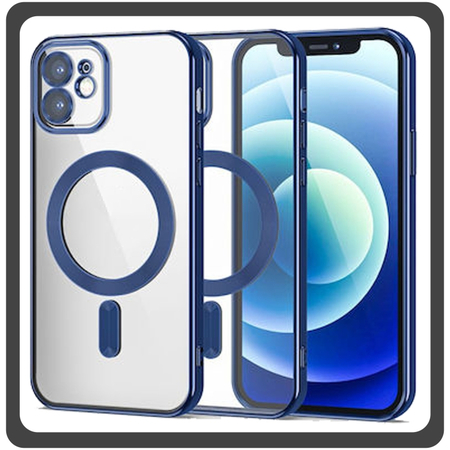 Θήκη Πλάτης - Back Cover, Silicone Σιλικόνη Pattern Plated Magnetic Case Mountain Blue Μπλε For iPhone 11