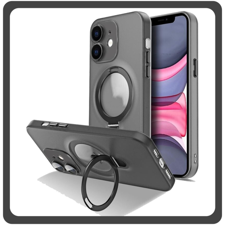 Θήκη Πλάτης - Back Cover, Silicone Σιλικόνη Creative Invisible Bracket Protective Case Black Μαύρο For iPhone 11