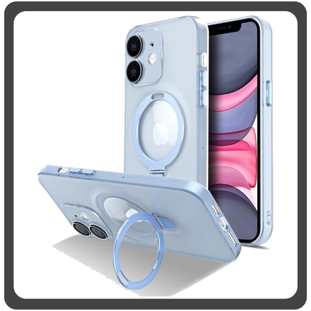Θήκη Πλάτης - Back Cover, Silicone Σιλικόνη Creative Invisible Bracket Protective Case Sky Blue Μπλε For iPhone 11